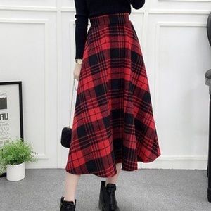 Red plaid skirt
